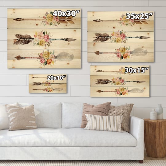 Designart - Ethnic Feathers and Flowers On Native Arrows II